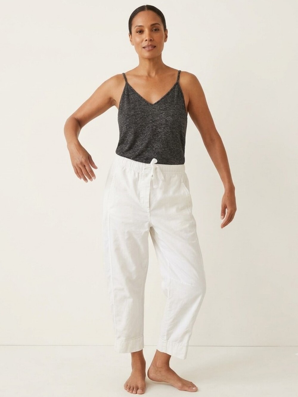 Zara White Barrel Leg Carpenter Pants High Rise Utility Wide Leg Sz M